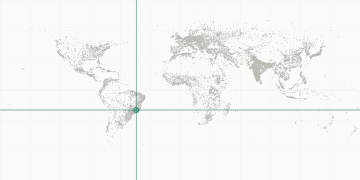 World map highlighting the position of Belo Horizonte