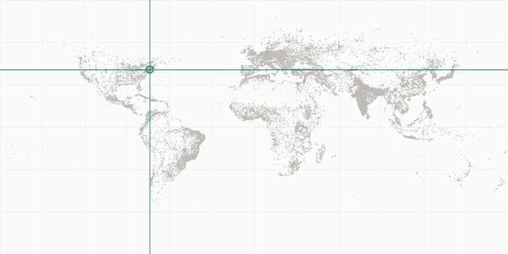 World map highlighting the position of Brooklyn