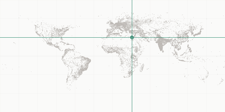 World map highlighting the position of Great Pyramid of Giza