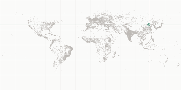 World map highlighting the position of Great Wall at Badaling