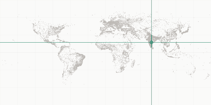 World map highlighting the position of Hyderabad
