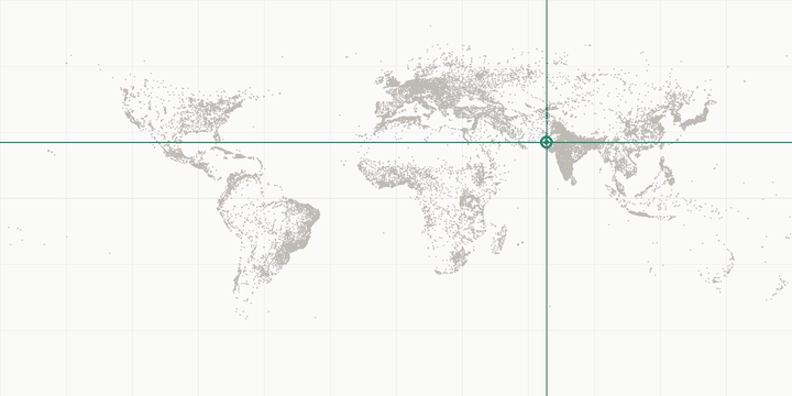 World map highlighting the position of Hyderabad