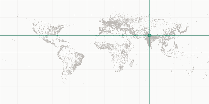 World map highlighting the position of India Gate