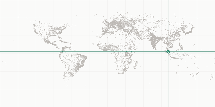 World map highlighting the position of Kuala Lumpur