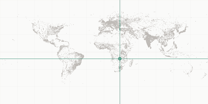 World map highlighting the position of Lubumbashi