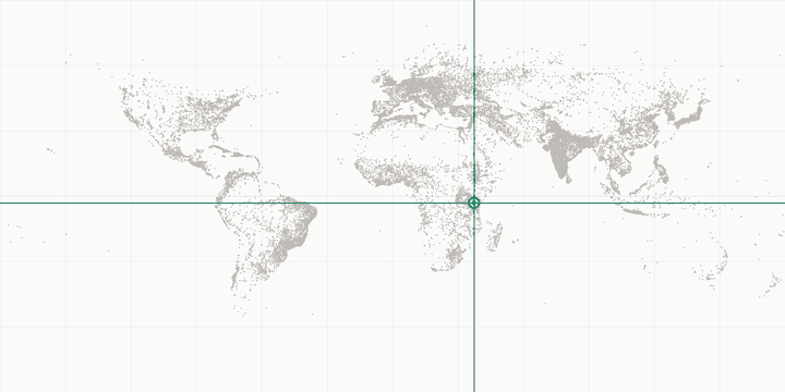World map highlighting the position of Mount Kilimanjaro