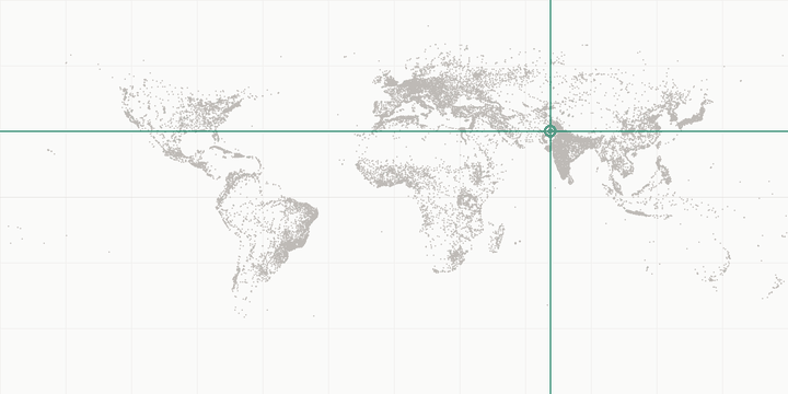 World map highlighting the position of Multan