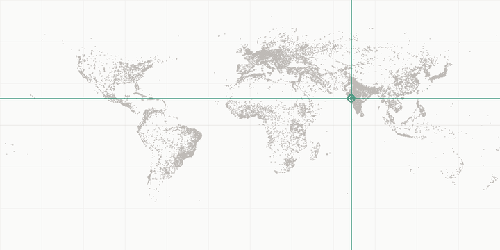 World map highlighting the position of Mumbai