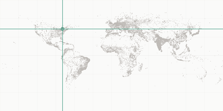 World map highlighting the position of Niagara Falls