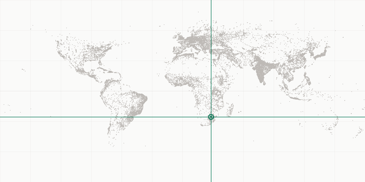 World map highlighting the position of Pretoria