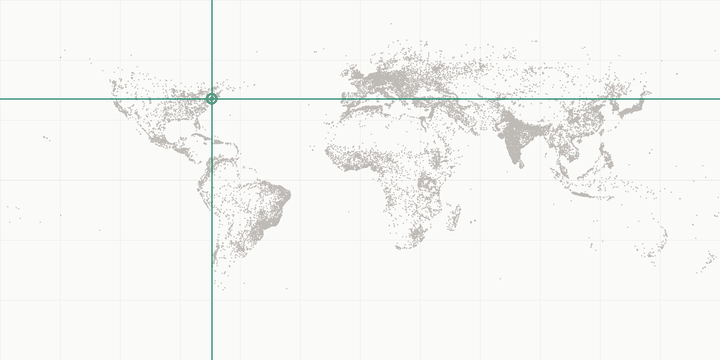 World map highlighting the position of Statue of Liberty