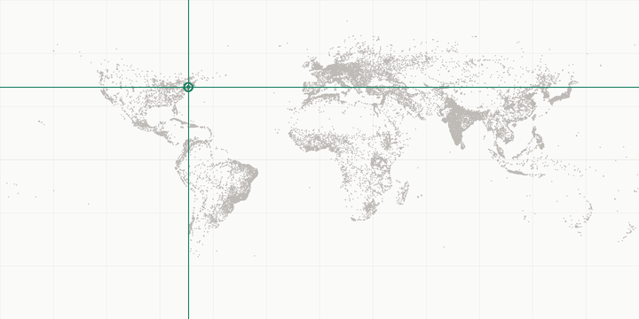 World map highlighting the position of Times Square