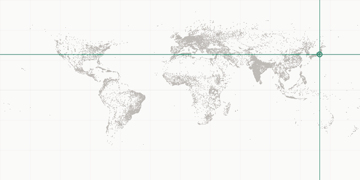World map highlighting the position of Tokyo