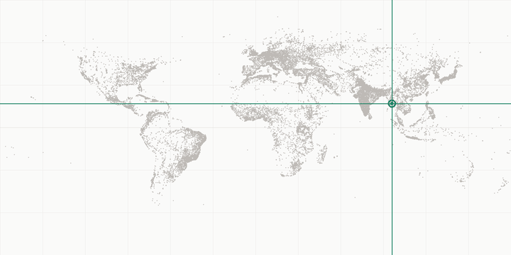 World map highlighting the position of Yangon
